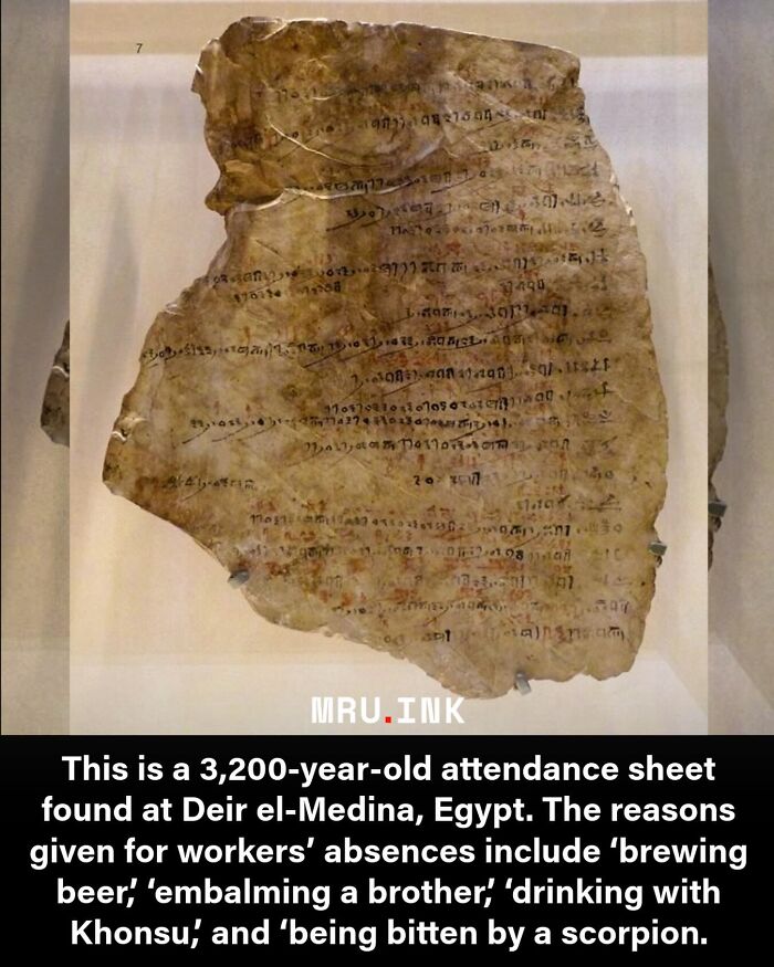 An ancient Egyptian stone tablet showing written records, part of fascinating photos and facts from history.