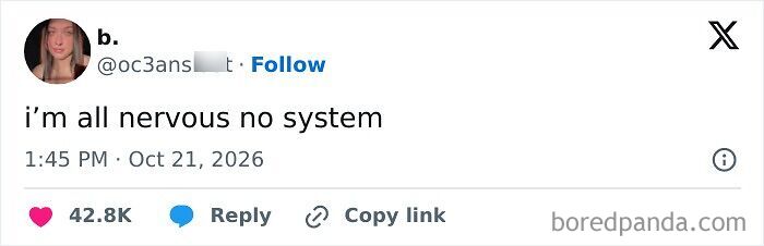 A hilarious tweet about feeling nervous.