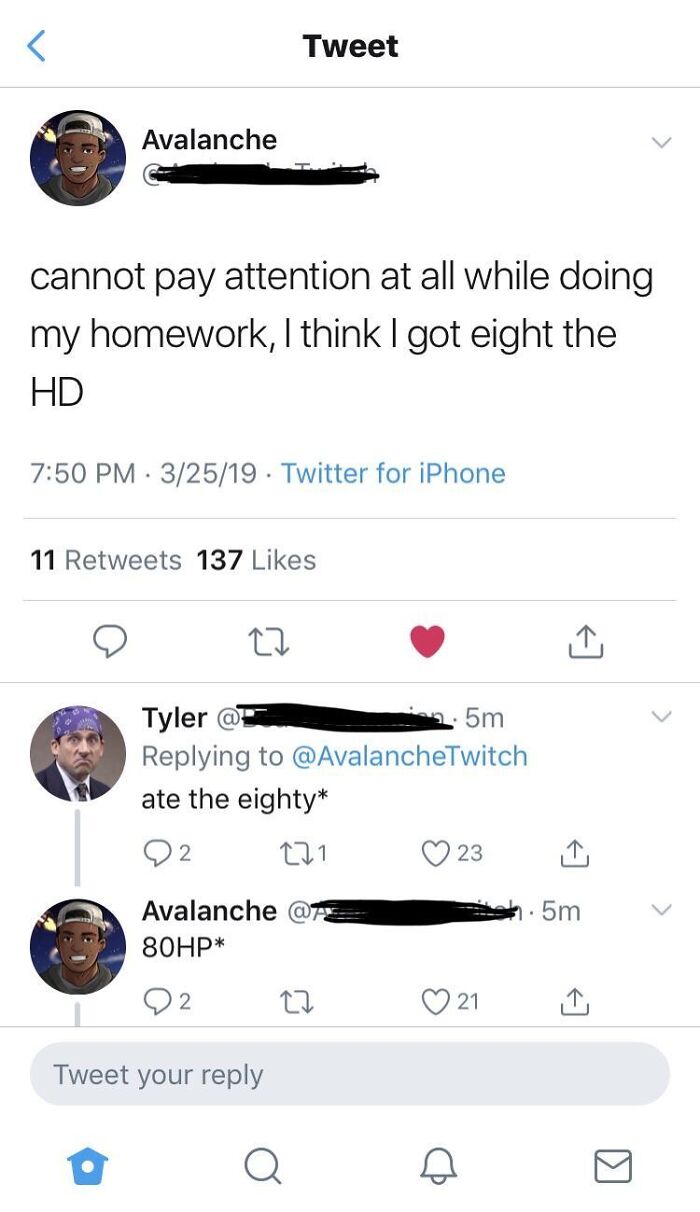 Funny spelling fails tweet where someone misspelled ADHD as eight the HD