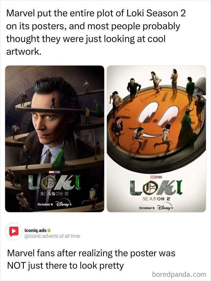 Entertaining ads showing two Loki Season 2 posters with time loop concepts.