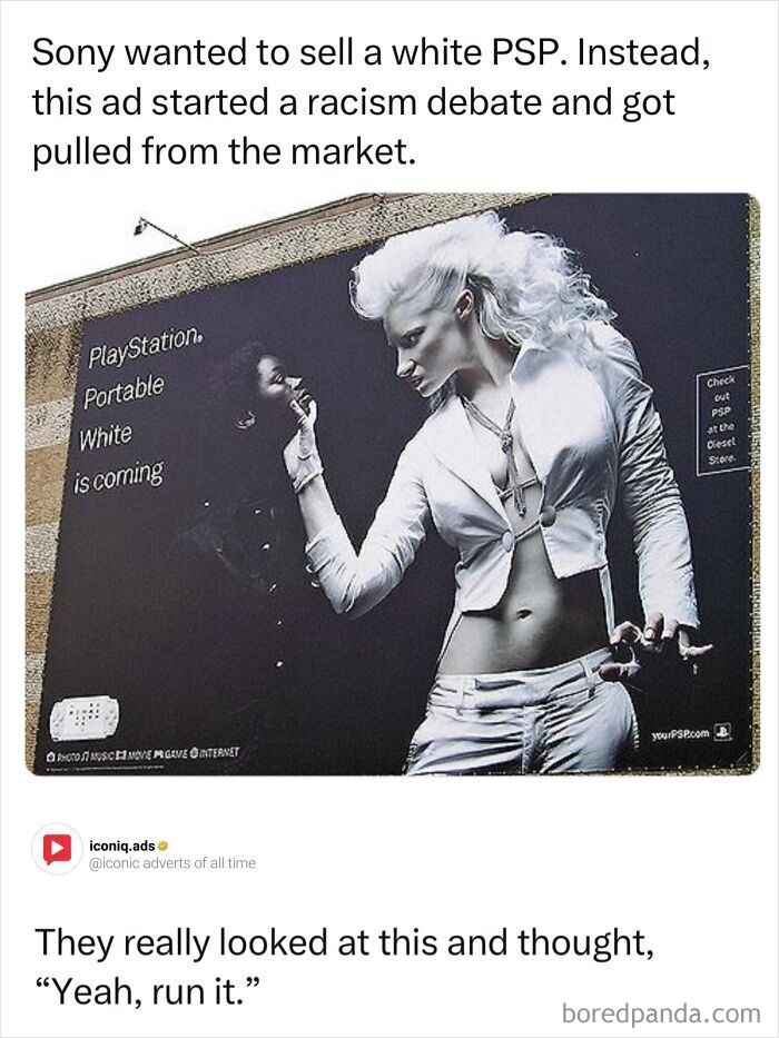 Entertaining and iconic ads showing controversial Sony PlayStation Portable white billboard campaign image