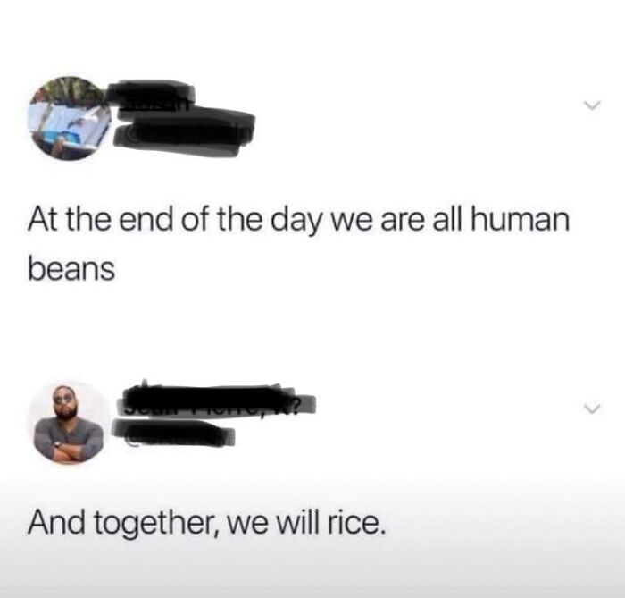 Social media text showing spelling fails like human beans and together we will rice.