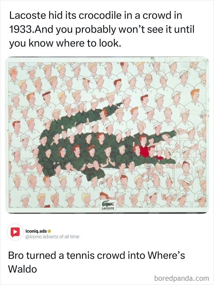 Entertaining ads from Lacoste featuring a crowd arranged to form a crocodile logo.