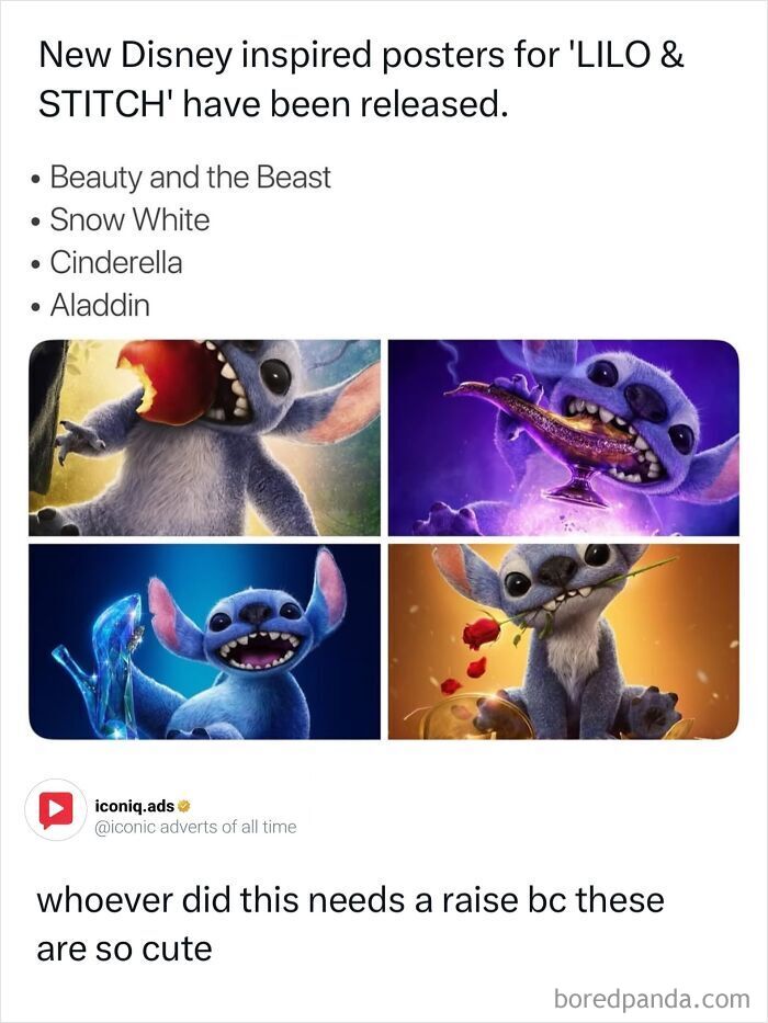 Entertaining ads featuring Four Lilo and Stitch themed Disney movie posters.