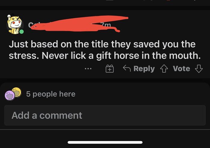 A comment showing funny spelling fails about a gift horse in the mouth