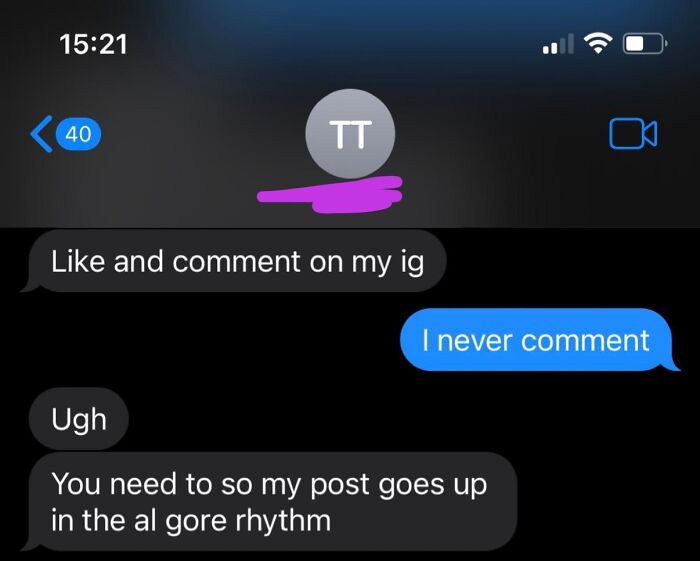 Funny spelling fails in text message mentioning al gore rhythm instead of algorithm.