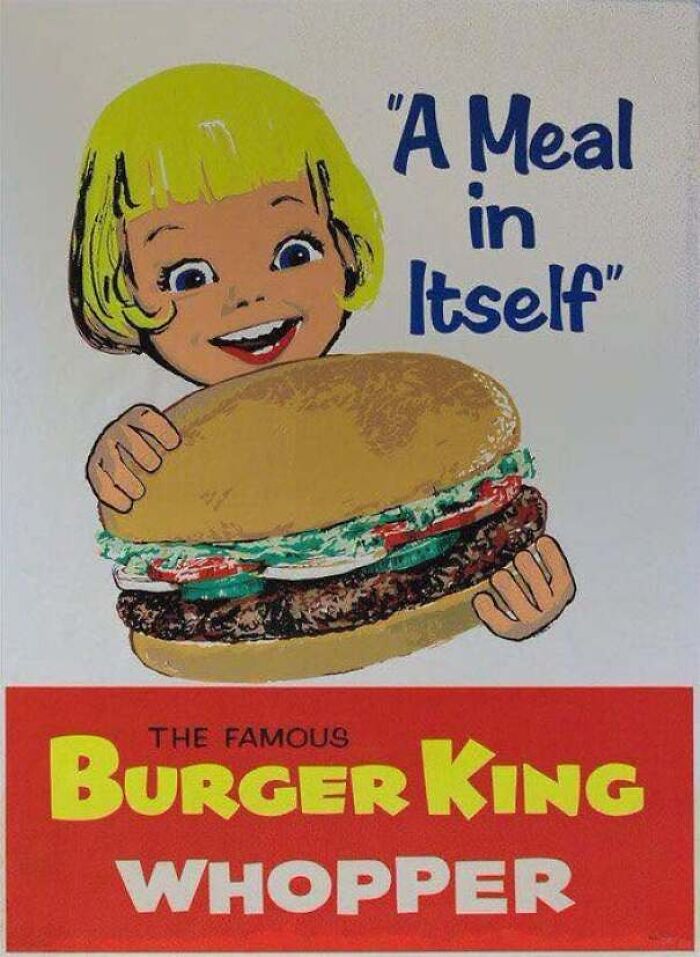 Vintage advertisement for Burger King Whopper featured in old photos of America