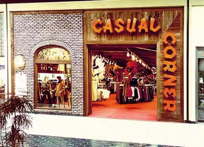 Storefront of a Casual Corner clothing store in a vintage old photo of America