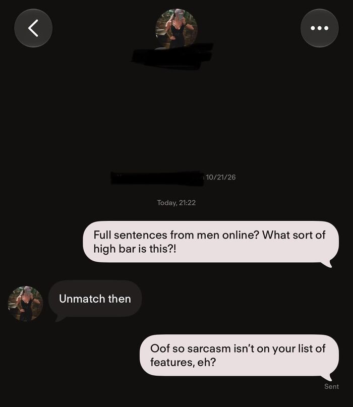 Screenshot of an awkward conversation highlighting frustrating Tinder stories about modern dating interactions.