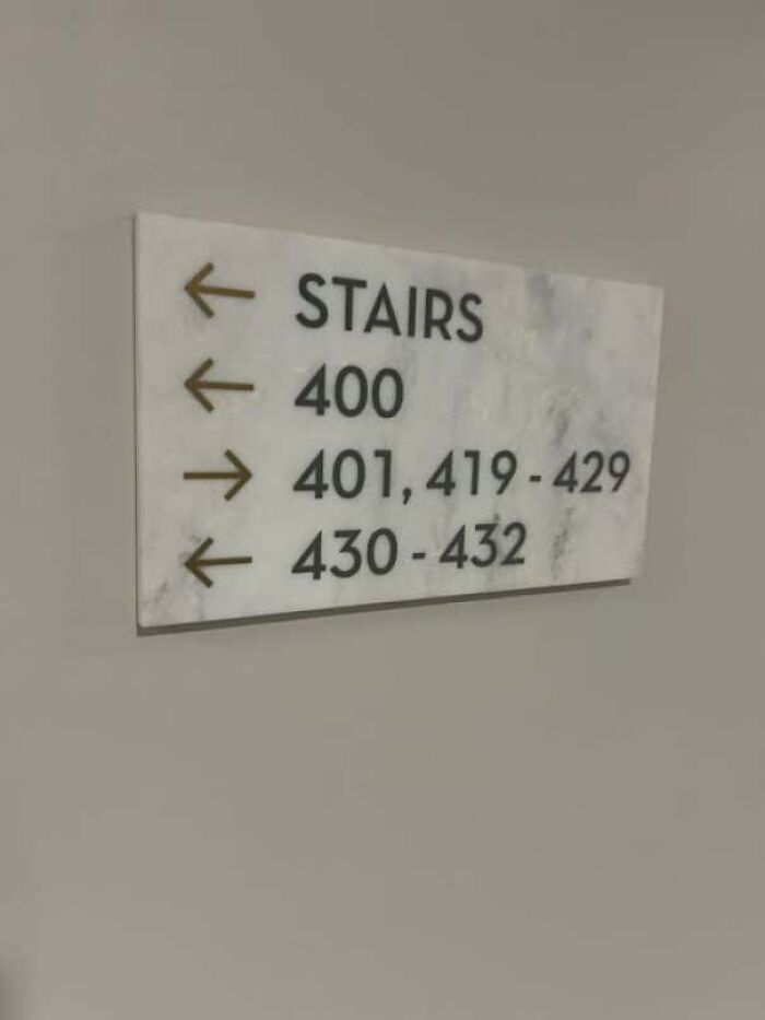 A confusing wall sign with contradictory directions illustrating people being confidently wrong.