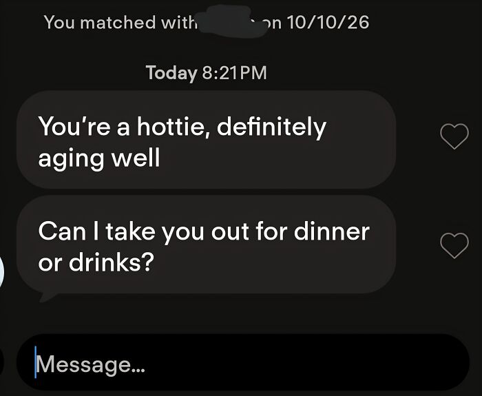 Screenshot of a chat exchange showcasing funny Tinder stories about an backhanded compliment.