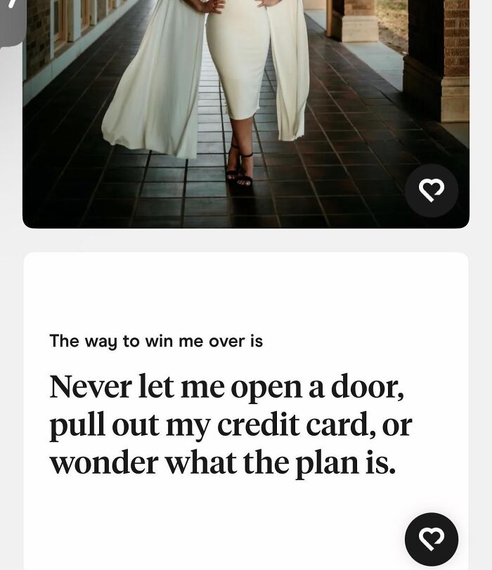 Online dating profile prompt about high expectations for a partner featured in Tinder stories.