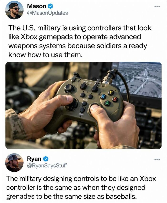 Fun post about US military using Xbox game controllers to operate advanced weapon systems