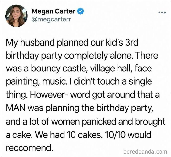 A fun post on social media about a dad planning a kids birthday party resulting in 10 cakes.