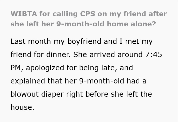 Friend Shows Up Late To Dinner And Casually Reveals Her 9-Month-Old Baby Is Home Alone In The Crib