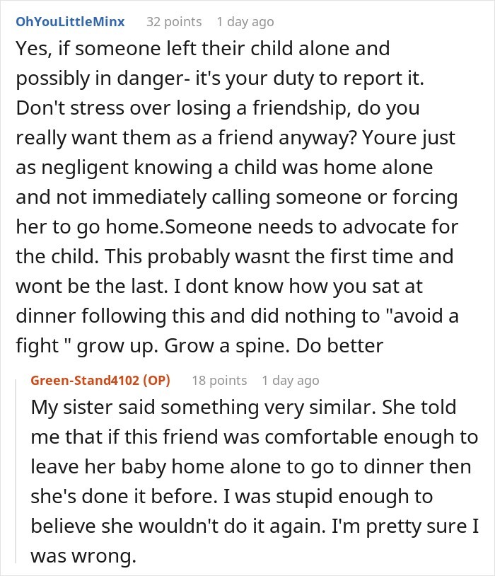Friend Shows Up Late To Dinner And Casually Reveals Her 9-Month-Old Baby Is Home Alone In The Crib