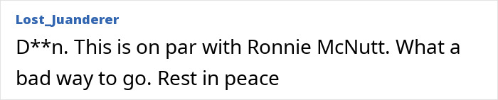 A comment reacting to the tragic news about the influencer and video game creator.
