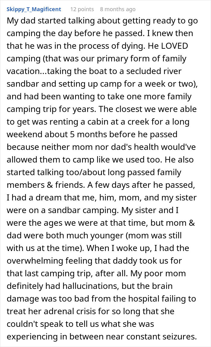 Online story about end-of-life conversations concerning final camping trips and symbolic dreams. Online story about end-of-life conversations concerning final camping trips and symbolic dreams.