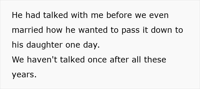 Text about an ex-husband's wish to pass down a family heirloom ring to his daughter. Text about an ex-husband's wish to pass down a family heirloom ring to his daughter.