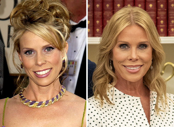 Before and after pictures highlighting MAGA face expressions of women in Trump's circle