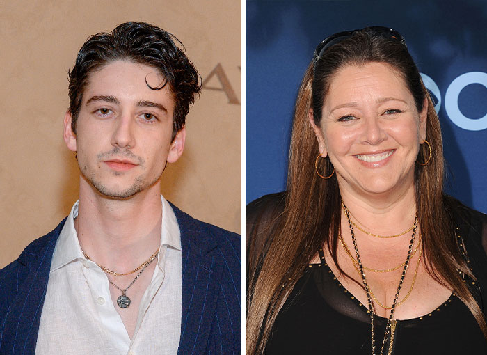 Side-by-side photos of Milo Manheim and his mother Camryn Manheim, showcasing nepo babies in Hollywood.