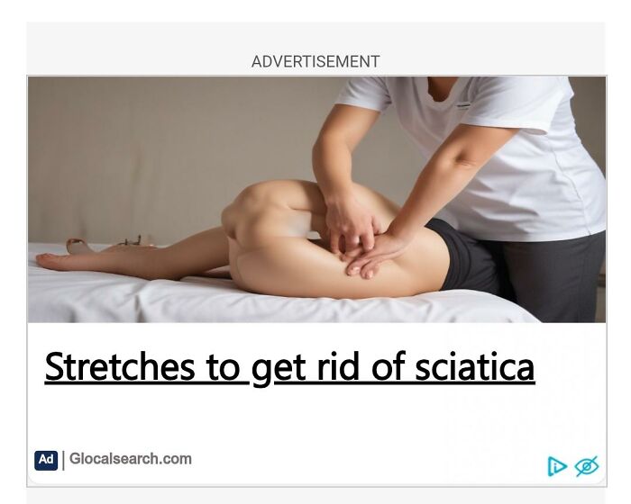 An online ad showing an awkwardly cropped physical therapy session, an example of advertising fails