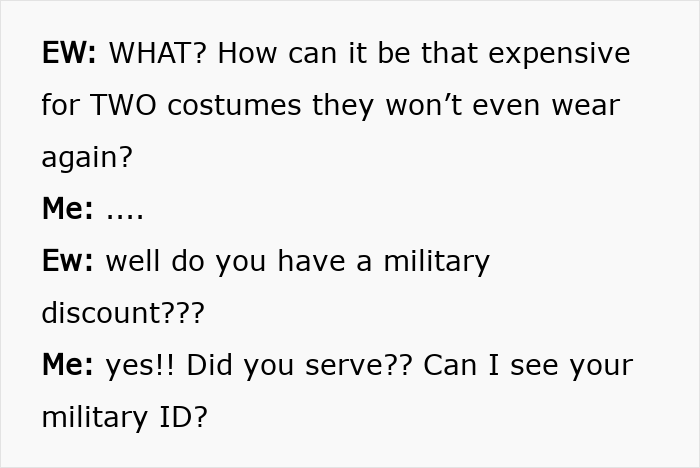 A customer asks an employee for a military discount at checkout. A customer asks an employee for a military discount at checkout.