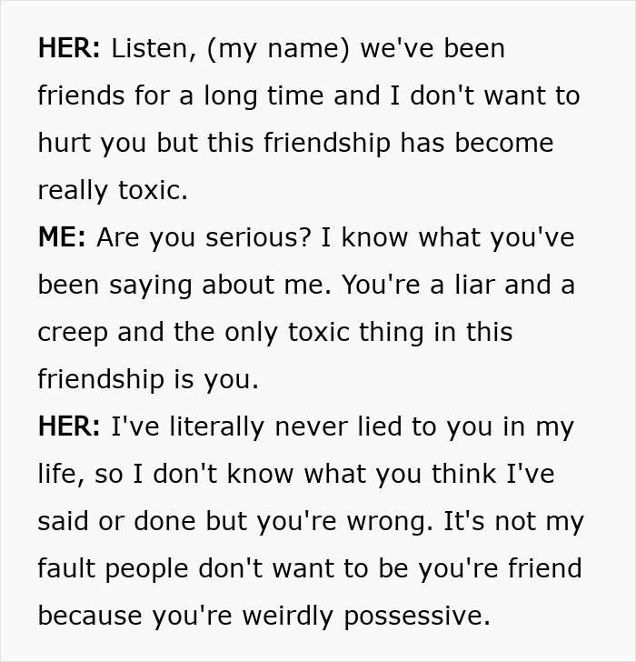 Conversation text showing toxic friendship and accusations between friends Conversation text showing toxic friendship and accusations between friends
