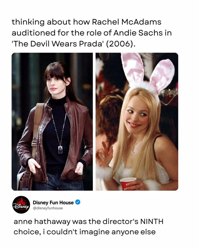 Comparison of Rachel McAdams and Anne Hathaway for The Devil Wears Prada role