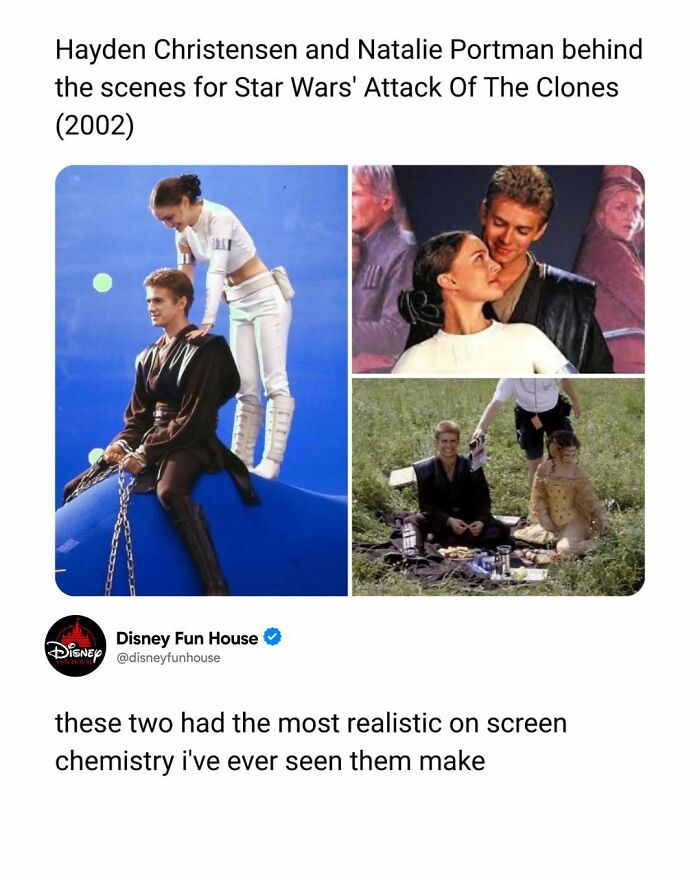 Hayden Christensen and Natalie Portman behind the scenes Star Wars Attack Of The Clones chemistry