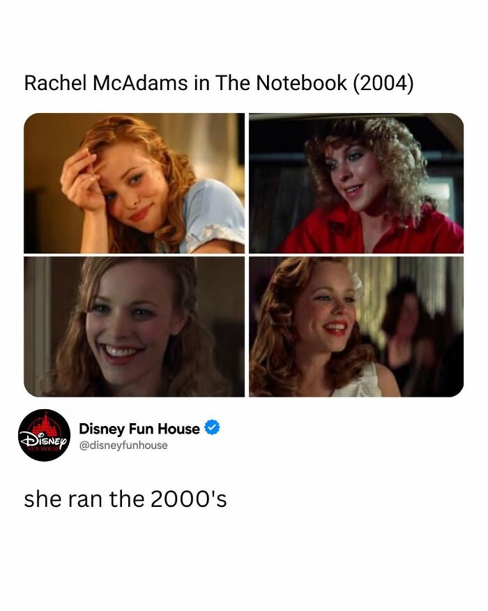 Rachel McAdams smiling in various scenes from The Notebook movie