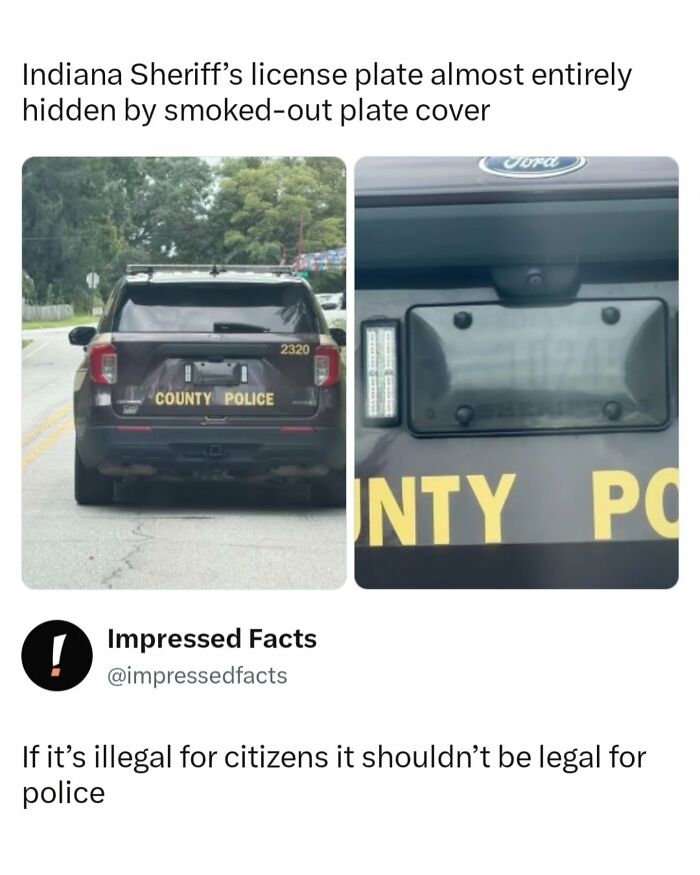 A social media meme about an Indiana police car license plate, perfect for interesting posts.