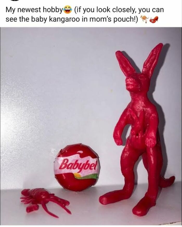 A small kangaroo figure sculpted from red wax, showcasing weird craft ideas.