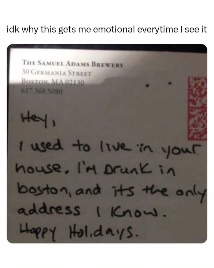 A heartwarming handwritten note on a card about a former resident, shared as one of many interesting posts.