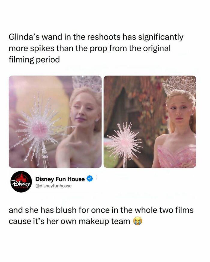 Close-up of Glinda’s wand from fairy tale movie with more spikes in reshoot versions