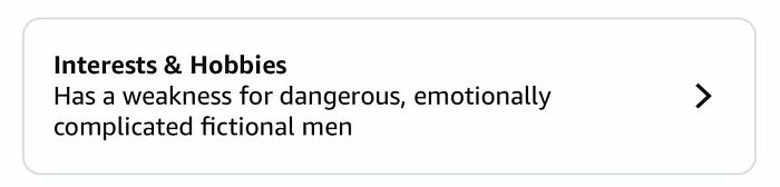 Amazon shoppers like dangerous complicated fictional men in interests and hobbies
