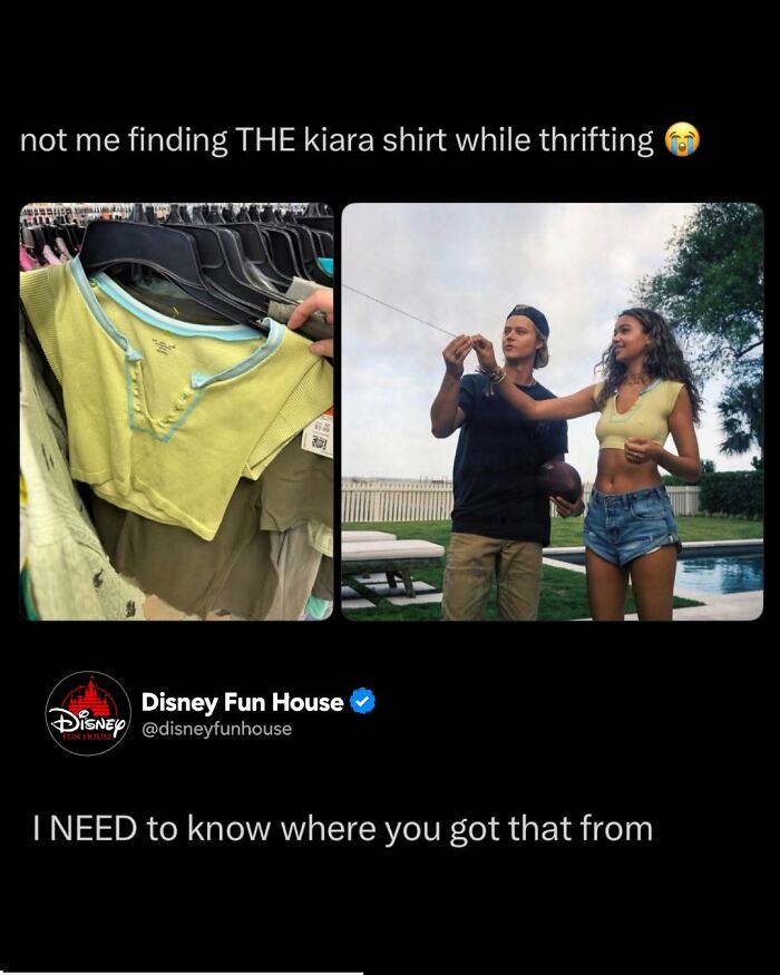 Kiara shirt found while thrifting with a scene from a popular TV show