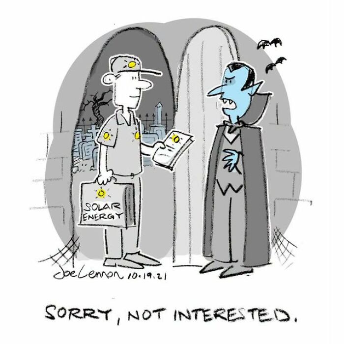 Solar energy salesman rejected by vampire in Halloween comic