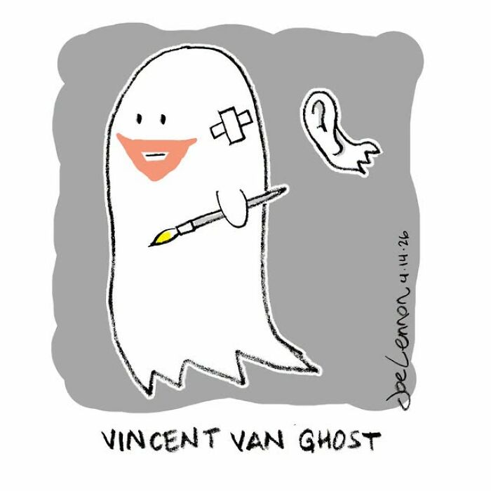 Halloween comic featuring ghost artist Vincent Van Ghost painting