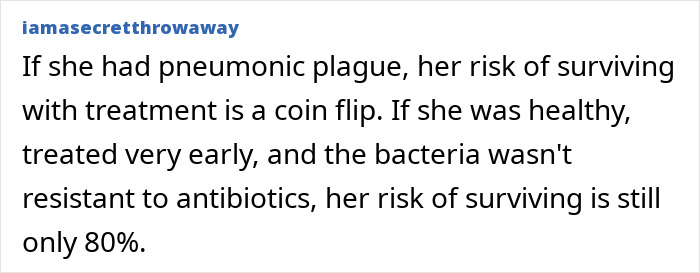 A comment about pneumonic plague survival rates, highlighting risk factors and antibiotic resistance. A comment about pneumonic plague survival rates, highlighting risk factors and antibiotic resistance.
