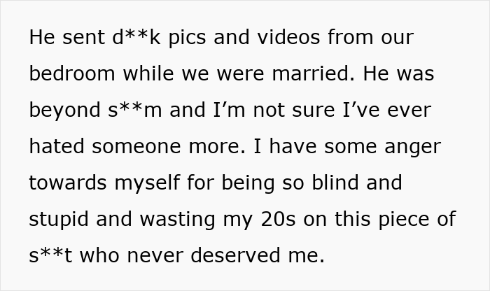 Text about a woman uncovering lies and expressing regret after discovering her ex husband's online behavior Text about a woman uncovering lies and expressing regret after discovering her ex husband's online behavior