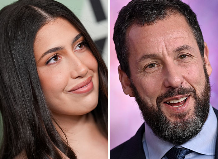 Comparison photos of Sadie Sandler and her father Adam Sandler, showing lesser-known nepo babies in Hollywood.