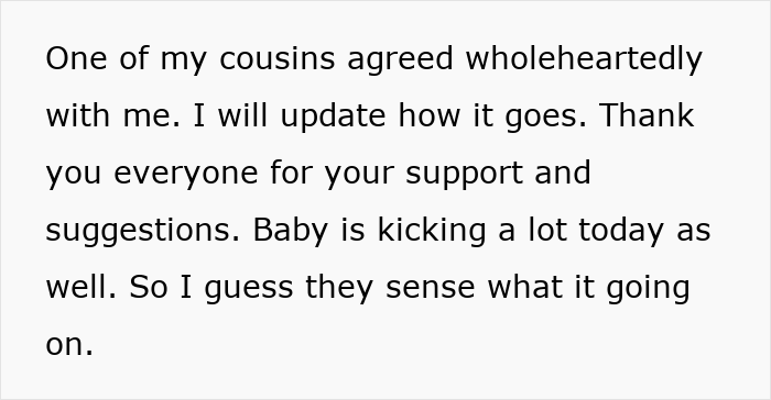 A text update from a woman sets a clear boundary before giving birth. A text update from a woman sets a clear boundary before giving birth.