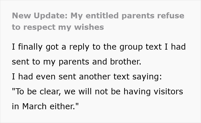 Text post about entitled parents refusing to respect wishes before a woman giving birth. Text post about entitled parents refusing to respect wishes before a woman giving birth.