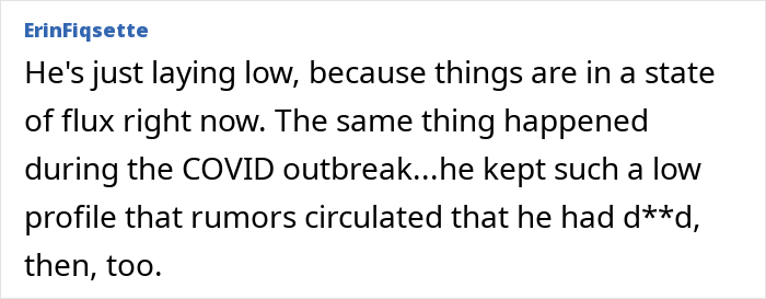 Comment discussing Kim Jong Un laying low amid North Korea rumors. Comment discussing Kim Jong Un laying low amid North Korea rumors.