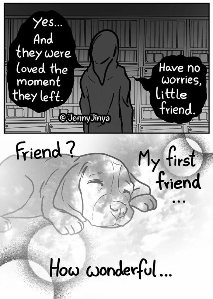 Heartwarming farewell and friendship scenes in emotional animal comics
