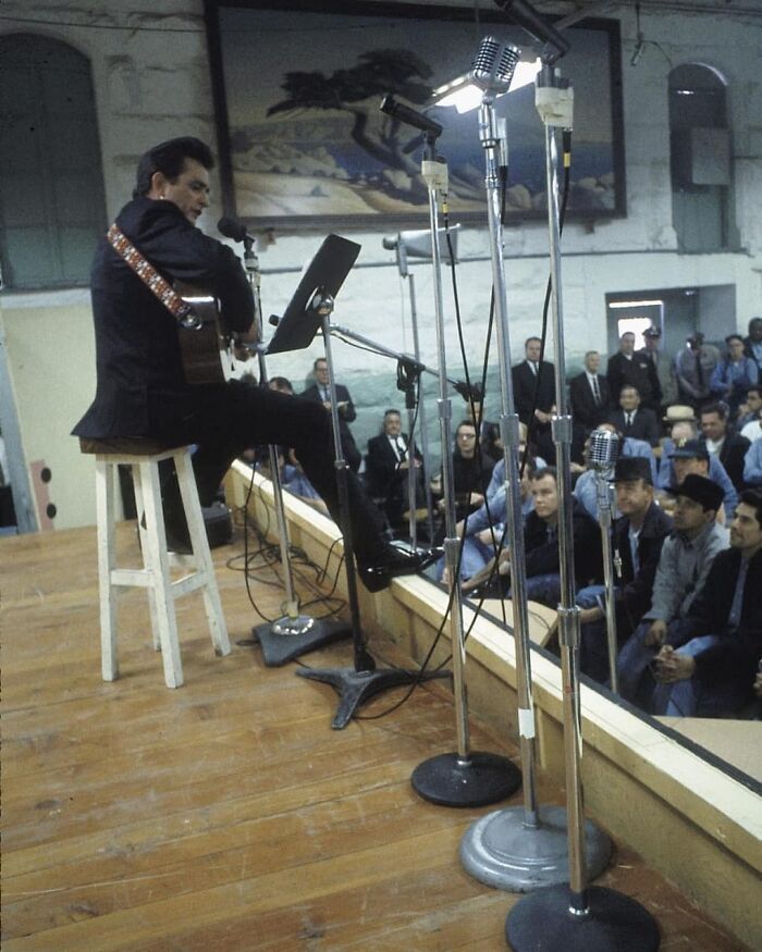 Johnny Cash Performing For Prisoners At The Folsom Prison In California On January 13, 1968
