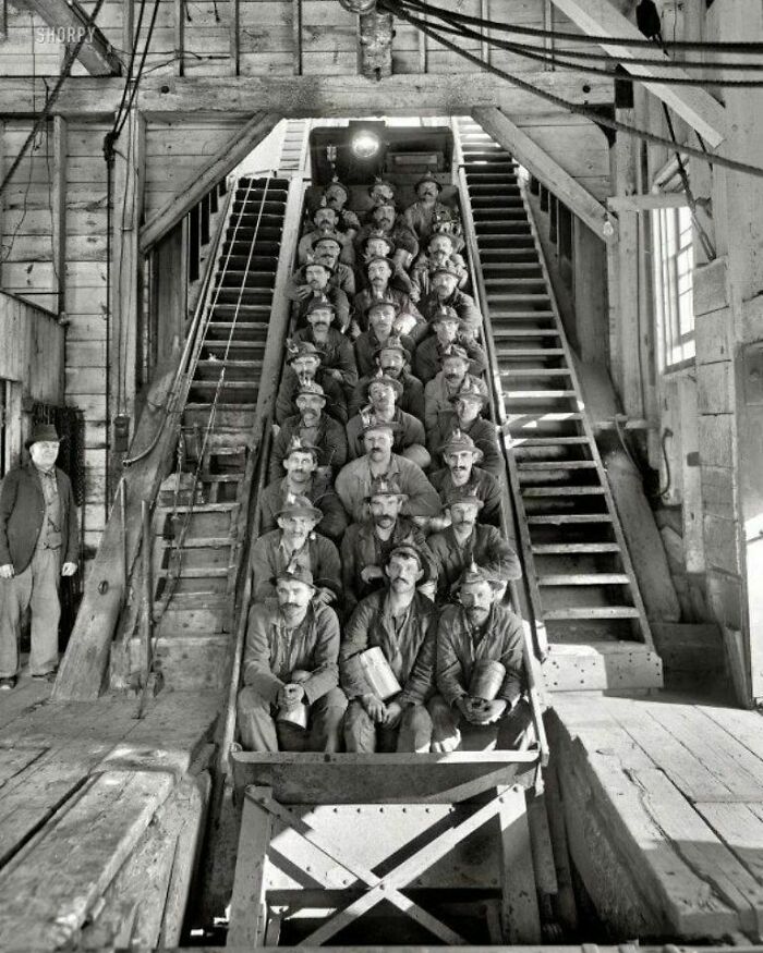 Miners Ready To Descend For Their Shift, Copper Mine Near Calumet, Mi, 1905