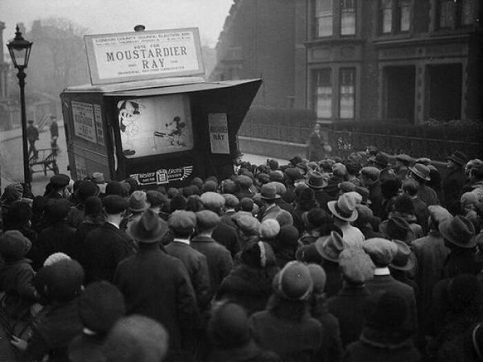 Londoners Flock To A Mobile Screen Showing The Latest Mickey Mouse Film, 1931