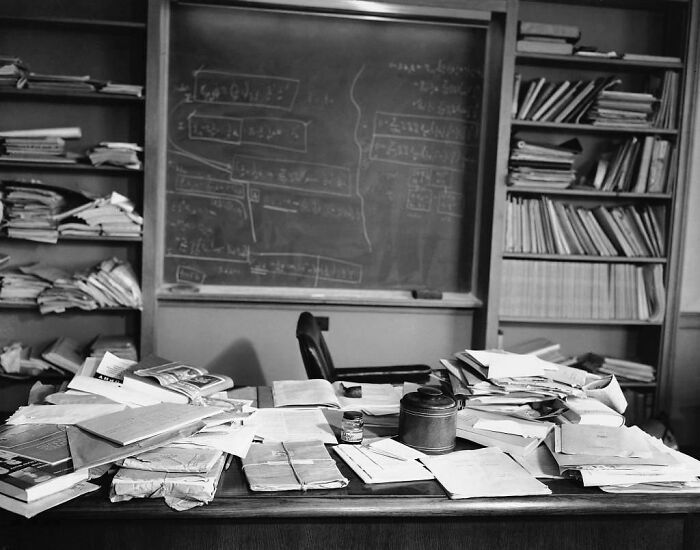 Albert Einstein's Office Just As He Left It Taken Hours After He Died. Princeton New Jersey April 1955